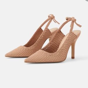 ZARA Woven Sling Back Pumps